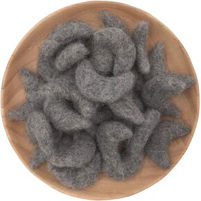 Moon Shape Felt Wool Beads Balls Pom Pom Handmade DIY for Craft Dream Catcher Baby Mobile Pompom Home Decor Nursery Party Props (Mint 40mm 15pcs)