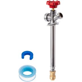 SUNGATOR Push Fit Frost Free Sillcock, 10" Anti-Siphon Hydrant, 3/4-Inch Hose Bibb x 1/2-Inch Push Adapter, No Lead Brass Valve with Tape & Disconnect Clip, Push-to-Connect