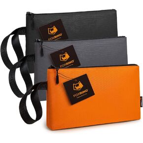 Foxrino 1150 Small Tool Bag, Heavy Duty Canvas Tool Pouch with Custom Zipper, 12 x 7-Inch, Black/Orange/Grey/Olive 4-Pack