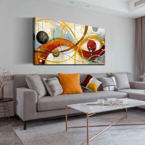 Large Abstract Yellow Orange Canvas Wall Art for Living Room Bedroom Home Office Modern Wall Decor Line Geometric Abstract Picture Framed Canvas Prints Size 20x40