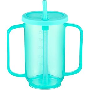 Sliner 3 Pcs Adult Sippy Cups 2 Handles Straw Cups Plastic Spill Proof Drinking Cups with Straw Lid for Adults Liquid Feeding Elderly Disabled Hospital Patients Convalescent