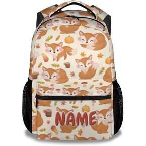 UNIKITTY Fox Backpack for Girls Boys, 16 Inch Orange Backpacks with Adjustable Straps, Cute, Durable, Large Capacity Bookbag for Kids School