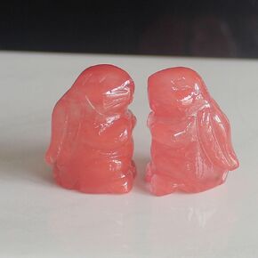 2pcs (Pair Mini Hand Carved Mixed Gemstone Crystal Rabbit Bunny Animal Figurine Animal Carving (Golden Tiger Eye)