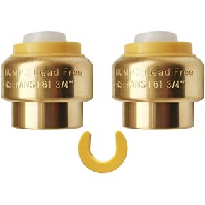 HQMPC 1/2" Push Fit PEX End Cap, Push-to-Connect Brass Plumbing Fittings No Lead Brass Plumbing Fittings with Disconnect Clip for Copper, CPVC 6 Pcs