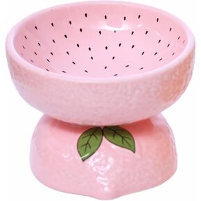 LINSHANMIN Elevated Cat Food Bowl, Ceramic Cat Bowl 6.5'' Extra Wide Raised Cat Bowl for Indoor Cats, Cute Cat Bowls for Flat Faced Cats and Adult Cats, Whisker Fatigue, Lead & Cadmium Free.