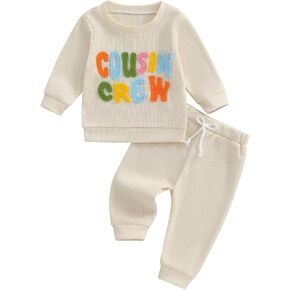 Toddler Boys Fall Outfits Cute Cousin Crew Neck Shirt Long Sleeve Baby Sweatshirts Long Pants 2Pcs Winter Clothes