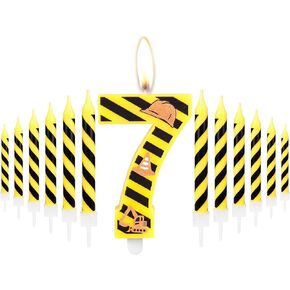 13 Pcs Construction Birthday Number Candles, Number 3 Candles with 12 Construction Themed Candles for Boys Girls Happy Birthday Candles for Cake Topper, Birthday Party Decoration Supplies Favors Gifts