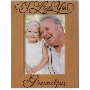 KATE POSH I Love You Grandpa, Grandparent's Day, Best Grandpa Ever, Grandpa & Me, Engraved Natural Wood Picture Frame from Granddaughter, Grandson (5x7 Vertical)