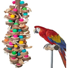 WQY Groceryshop Extra Large Bird Parrot Toys, Multicolored Wooden Blocks Bird Chewing Toy Parrot Cage Bite Toy for Macaws Cokatoos African Grey