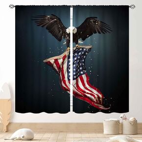 Rustic Deer Curtains, Camo Forest Hunting Deer Elk Moose USA American Flag Farmhouse Rural Country Man Cave Blackout Window Drapes Treatments for Bedroom Living Room 2 Panels Set, 42"x45" Inch