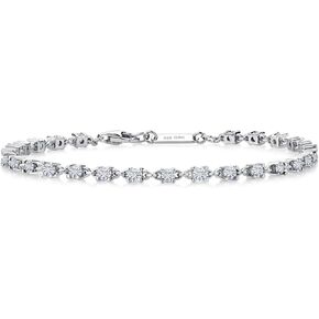Gem Stone King 925 Sterling Silver White Moissanite Tennis Bracelet For Women (1.76 Cttw, Center Stone: 2.5MM, 7 Inch)