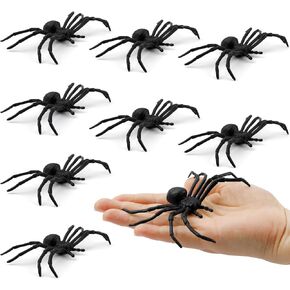 عناكب بلاستيكية من BOMEON، عناكب وهمية، عناكب واقعية لجميع القديسين، 8 قطع من لوازم تزيين الهالوين، ألعاب عنكبوت أسود مزحة تخويف ممتعة، نكتة مفاجأة عملية، 3.9 × 3.7 بوصة in Kuwait