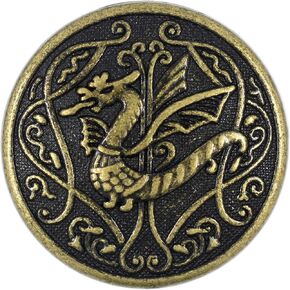 Bezelry 10 Pieces Spitfire Celtic Dragon Metal Shank Buttons. 25mm (1 inch) (Matte Black) in Kuwait