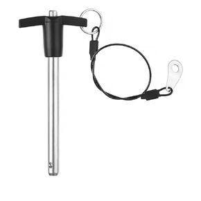 304 Stainless Steel Quick Release Pin 0.24 Inch Diameter, Stainless Steel Ball Locking Pin with Push Button Lanyard Cable Usable Length 1.06" for Gym Club