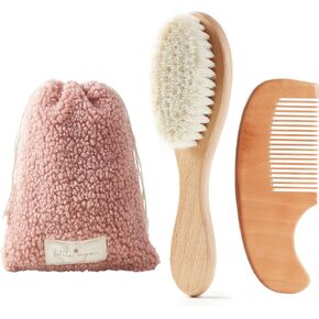 MYZI Baby Hair Brush Set – Soft Baby Brush Set for Newborns, Baby Comb and Brush Set Girl and Boy, Toddler Hair Brush and Toddler Comb - Baby Gift Set