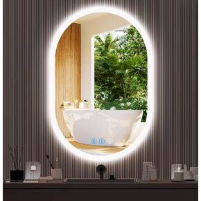 32 x 24 Inch Oval Backlit LED Vanity Mirror for Bathroom Wall LED Mirror with Lights Oval Anti Fog LED Lighted Bathroom Mirror 3 Color Dimmable Lighted Vanity Mirror Backlit LED Smart Mirror