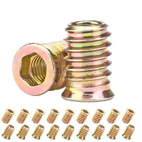20 Pcs Threaded Insert, Hex Drive Threaded Inserts for Wood, Furniture Nuts, Hex Socket Drive M5x10mm, Wood Inserts