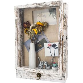 FramePro 11x16 Deep Shadow Box Frame with Drawer and Soft Line Back, Wooden Display Case Memory Box Real Glass for Keepsakes Collections, Medals, Bouquet Wall or Tabletop in Kuwait