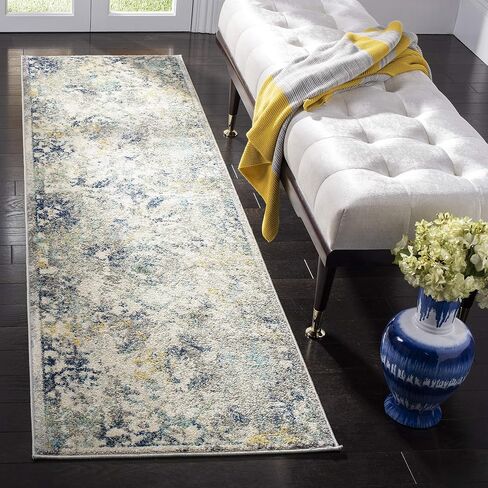 سجادة SAFAVIEH Madison Collection - 2'3" x 8'، رمادي فاتح وفوشيا، تصميم بوهو شيك متعثر، لا يتساقط ويسهل العناية به، مثالي للمناطق ذات حركة المرور العالية في غرفة المعيشة وغرفة النوم (MAD159R) in Saudi Arabia