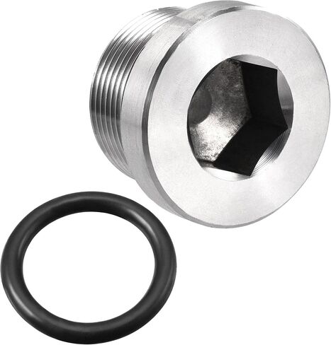 uxcell Stainless Steel Inner Hex Head M10x1 Pipe Fitting Plug with Seal Ring for Terminate Pipe Ends in Saudi Arabia