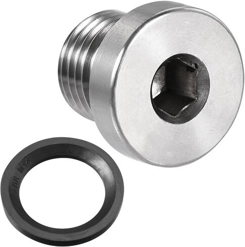 uxcell Stainless Steel Inner Hex Head M10x1 Pipe Fitting Plug with Seal Ring for Terminate Pipe Ends in Saudi Arabia
