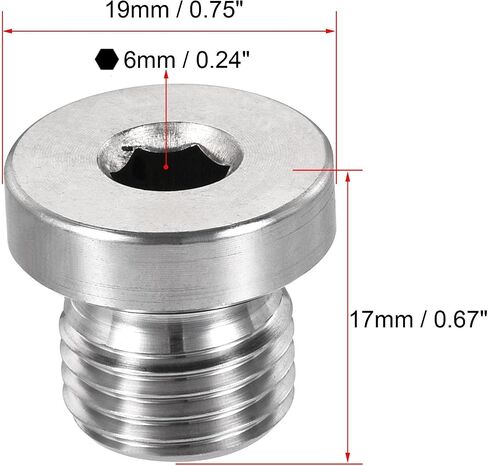 uxcell Stainless Steel Inner Hex Head M10x1 Pipe Fitting Plug with Seal Ring for Terminate Pipe Ends in Saudi Arabia