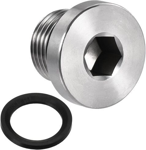 uxcell Stainless Steel Inner Hex Head M10x1 Pipe Fitting Plug with Seal Ring for Terminate Pipe Ends in Saudi Arabia