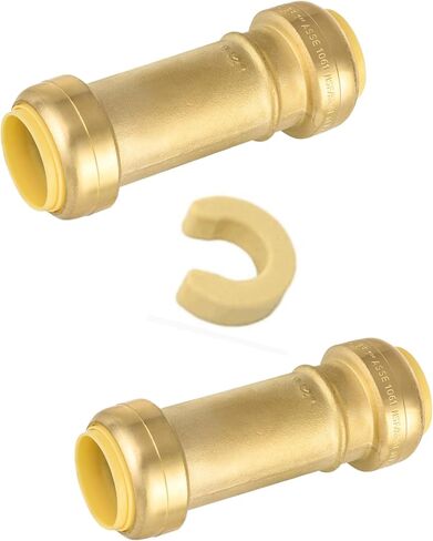 EFIELD Push Fit Slip/Repair 1/2 Inch Coupling with a Disconnect Clip, Brass 1/2"-1 Piece in Saudi Arabia