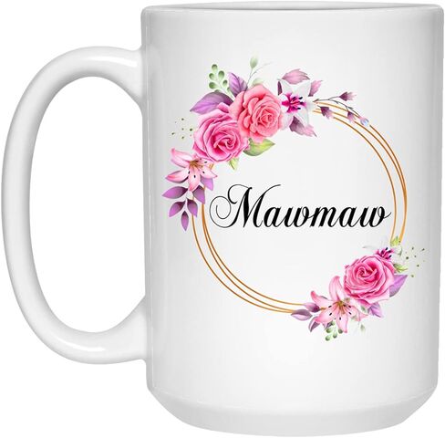 كوب قهوة مبتكر على شكل زهرة Mawmaw هدية عيد الأم - زهور Mawmaw الوردية على إطار ذهبي - كوب Mawmaw جديد على شكل زهرة - هدايا عيد ميلاد Mawmaw - كوب قهوة Mawmaw 11oz (MUG-KGPYGWGXUV-11oz) in Kuwait