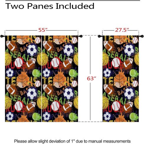 Sports Baseball Blackout Curtains for Girls Boy Home Decor, Texture Laces Closeup Background Grommet Thermal Insulated Drapes Darkening Window Curtain for Bedroom Living Room, 42 x 63 Inch in Saudi Arabia
