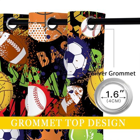 Sports Baseball Blackout Curtains for Girls Boy Home Decor, Texture Laces Closeup Background Grommet Thermal Insulated Drapes Darkening Window Curtain for Bedroom Living Room, 42 x 63 Inch in Saudi Arabia
