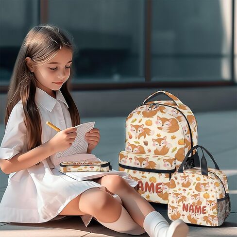 UNIKITTY Fox Backpack for Girls Boys, 16 Inch Orange Backpacks with Adjustable Straps, Cute, Durable, Large Capacity Bookbag for Kids School in Saudi Arabia