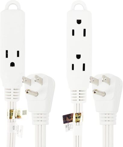 EP 6 Ft 3 Outlet Extension Cord with Flat Plug, 3 Prong Grounded, 16/3 SPT-3 Power Cable for Indoor Use, Black, 2 Pack in Saudi Arabia