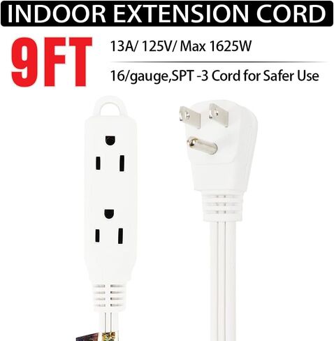 EP 6 Ft 3 Outlet Extension Cord with Flat Plug, 3 Prong Grounded, 16/3 SPT-3 Power Cable for Indoor Use, Black, 2 Pack in Saudi Arabia