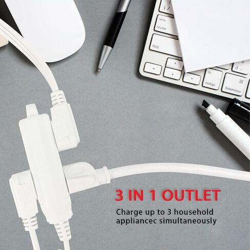 EP 6 Ft 3 Outlet Extension Cord with Flat Plug, 3 Prong Grounded, 16/3 SPT-3 Power Cable for Indoor Use, Black, 2 Pack in Saudi Arabia