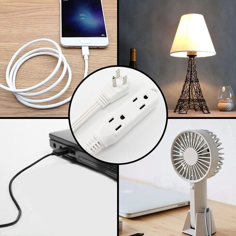 EP 6 Ft 3 Outlet Extension Cord with Flat Plug, 3 Prong Grounded, 16/3 SPT-3 Power Cable for Indoor Use, Black, 2 Pack in Saudi Arabia