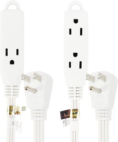 EP 6 Ft 3 Outlet Extension Cord with Flat Plug, 3 Prong Grounded, 16/3 SPT-3 Power Cable for Indoor Use, Black, 2 Pack in Saudi Arabia