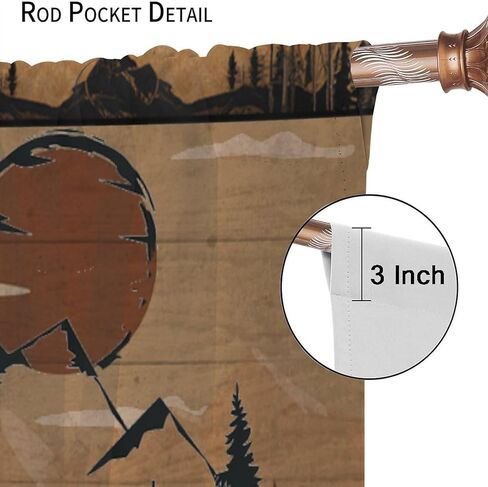 Autumn Rustic Landscape Curtains, Vintage Rural Forest Lakeside Wooden Log Cabin Wild Animal Deer, Blackout Rod Pocket Window Drapes for Living Room Bedroom (21x45in) x2 Panels in Kuwait