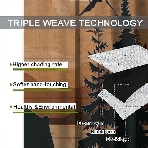 Autumn Rustic Landscape Curtains, Vintage Rural Forest Lakeside Wooden Log Cabin Wild Animal Deer, Blackout Rod Pocket Window Drapes for Living Room Bedroom (21x45in) x2 Panels in Kuwait