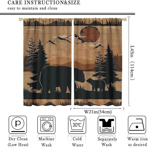 Autumn Rustic Landscape Curtains, Vintage Rural Forest Lakeside Wooden Log Cabin Wild Animal Deer, Blackout Rod Pocket Window Drapes for Living Room Bedroom (21x45in) x2 Panels in Kuwait