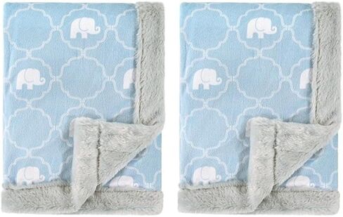 Hudson Baby Unisex Baby Plush Blanket with Furry Binding and Back, Elephant, One Size in Saudi Arabia