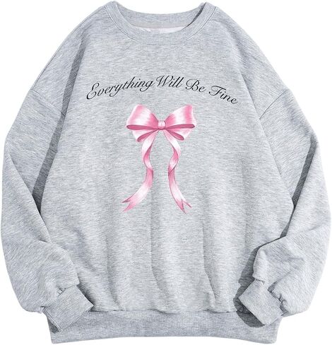 MakeMeChic Women's Graphic Print Long Sleeve Crew Neck Drop Shoulder Oversized Sweatshirt Pullovers Top in Saudi Arabia