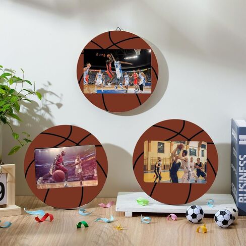 6 Pcs Soccer Picture Frame 4x6 Sport Themed Wooden Photo Frame Baseball Balls Photo Frame Horizontally Vertically Used for Wall Decor Hanging or Tabletop Display in Saudi Arabia