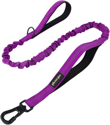 مقود الكلاب التكتيكي من بلوتوس مع مشبك حلقة تسلق، نايلون عاكس مع مقبضين مبطنين، مقود بنجي للكلاب للسلالات المتوسطة والكبيرة، أسود in Kuwait