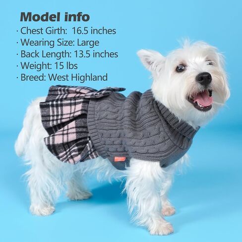 KYEESE Dog Sweater Dress for Medium Large Dogs Turtleneck Thick Knit in Kuwait