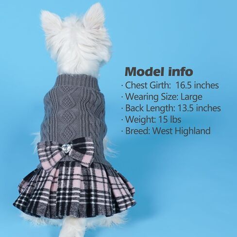 KYEESE Dog Sweater Dress for Medium Large Dogs Turtleneck Thick Knit in Kuwait