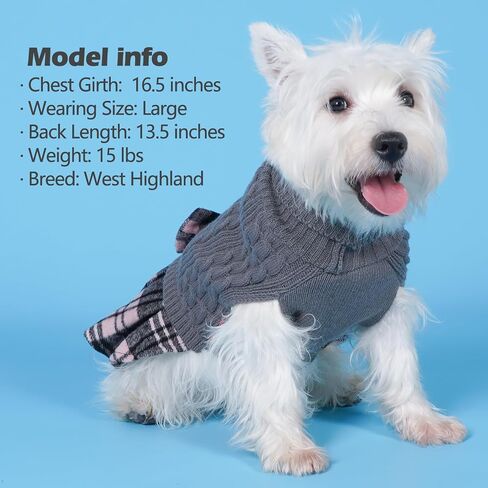 KYEESE Dog Sweater Dress for Medium Large Dogs Turtleneck Thick Knit in Kuwait