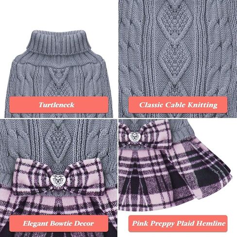 KYEESE Dog Sweater Dress for Medium Large Dogs Turtleneck Thick Knit in Kuwait