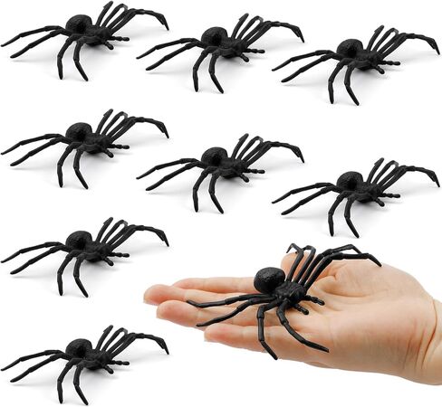 عناكب بلاستيكية من BOMEON، عناكب وهمية، عناكب واقعية لجميع القديسين، 8 قطع من لوازم تزيين الهالوين، ألعاب عنكبوت أسود مزحة تخويف ممتعة، نكتة مفاجأة عملية، 3.9 × 3.7 بوصة in Kuwait