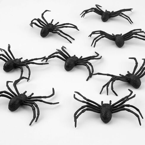 عناكب بلاستيكية من BOMEON، عناكب وهمية، عناكب واقعية لجميع القديسين، 8 قطع من لوازم تزيين الهالوين، ألعاب عنكبوت أسود مزحة تخويف ممتعة، نكتة مفاجأة عملية، 3.9 × 3.7 بوصة in Kuwait